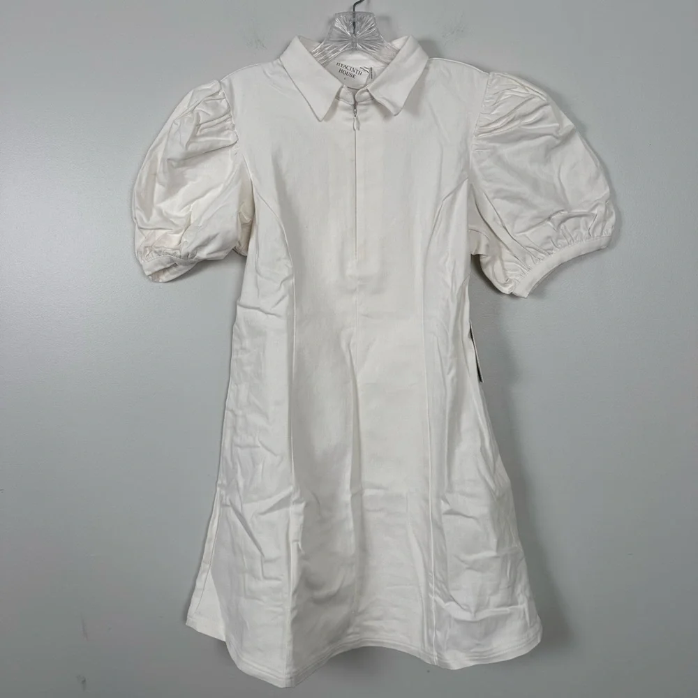 TUCKERNUCK Hyacinth House White Front Zip Denim Mini Dress - Picture 8 of 12